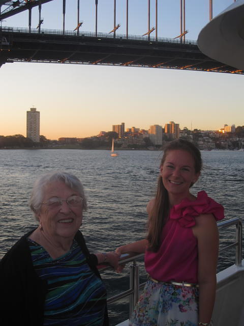 Nina and Emma(bride's sister) in front of Sydney Harbor Bridge