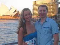 The bride and groom, Rachel and Chris on Sydney Harbor Cruise